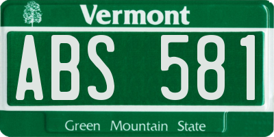 VT license plate ABS581