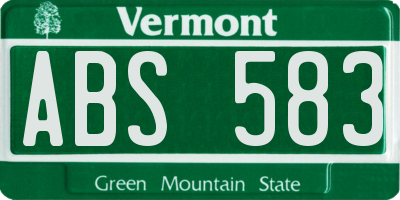 VT license plate ABS583