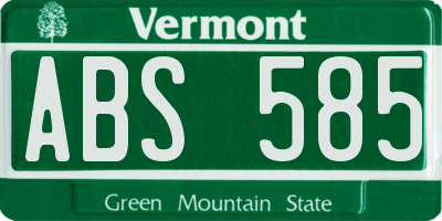 VT license plate ABS585