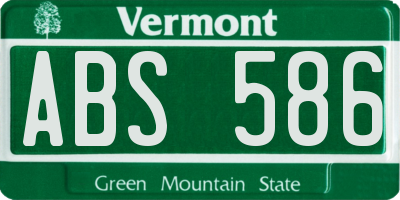 VT license plate ABS586