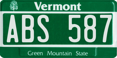 VT license plate ABS587