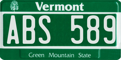 VT license plate ABS589