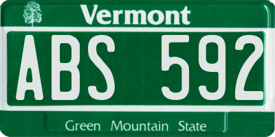 VT license plate ABS592