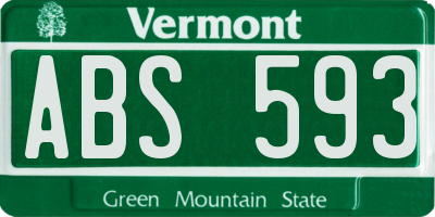 VT license plate ABS593