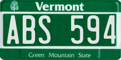 VT license plate ABS594