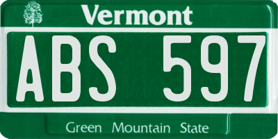 VT license plate ABS597