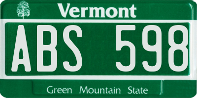 VT license plate ABS598