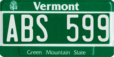 VT license plate ABS599