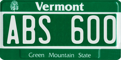 VT license plate ABS600