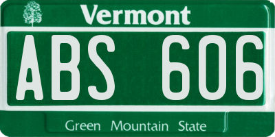 VT license plate ABS606