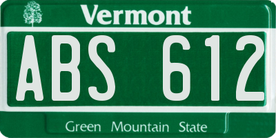 VT license plate ABS612