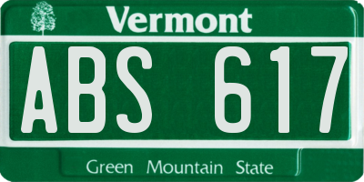 VT license plate ABS617