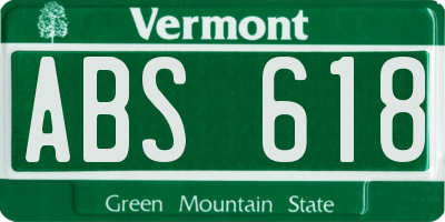 VT license plate ABS618