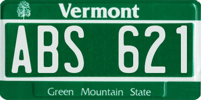 VT license plate ABS621