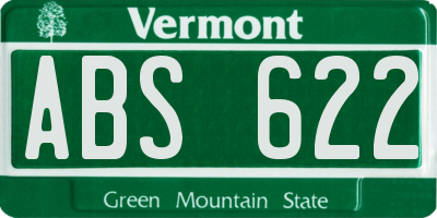 VT license plate ABS622