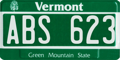 VT license plate ABS623