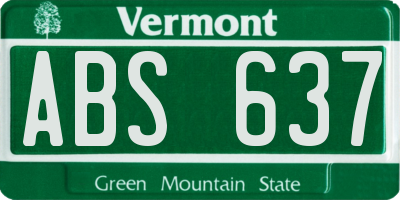 VT license plate ABS637