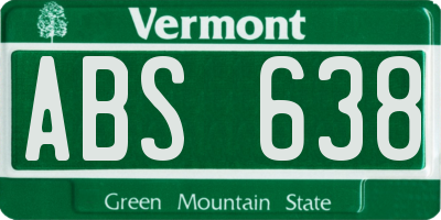 VT license plate ABS638
