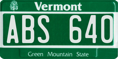 VT license plate ABS640