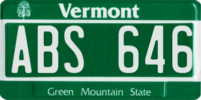 VT license plate ABS646