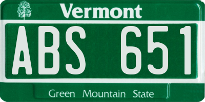 VT license plate ABS651