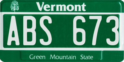 VT license plate ABS673