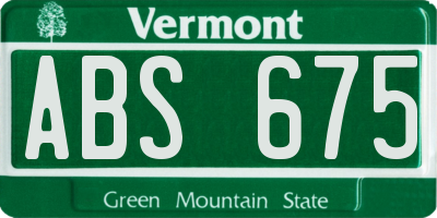 VT license plate ABS675