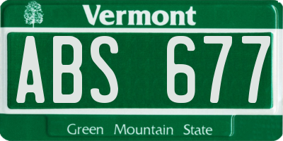 VT license plate ABS677