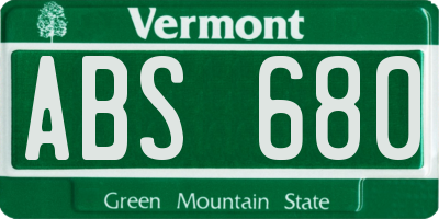 VT license plate ABS680