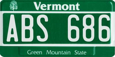 VT license plate ABS686