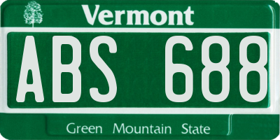 VT license plate ABS688