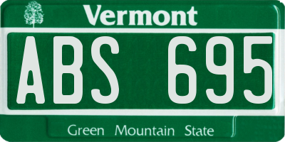 VT license plate ABS695