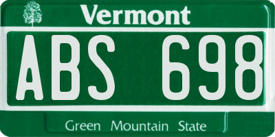 VT license plate ABS698