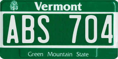 VT license plate ABS704
