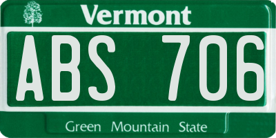 VT license plate ABS706