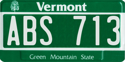 VT license plate ABS713