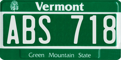 VT license plate ABS718