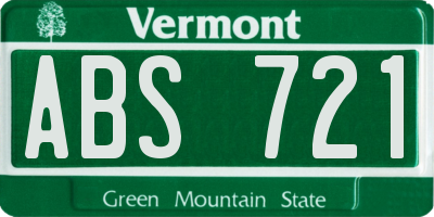 VT license plate ABS721