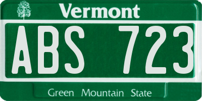 VT license plate ABS723