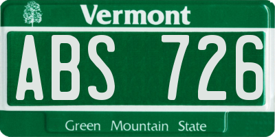 VT license plate ABS726