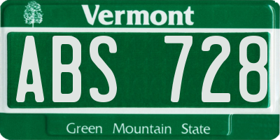 VT license plate ABS728