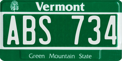 VT license plate ABS734