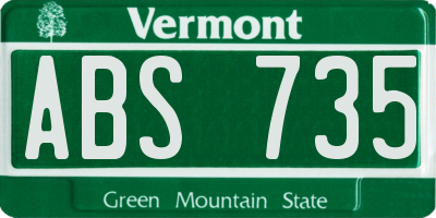 VT license plate ABS735