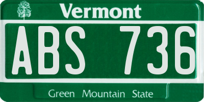 VT license plate ABS736
