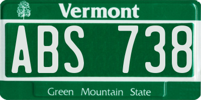 VT license plate ABS738