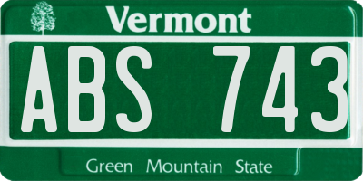 VT license plate ABS743