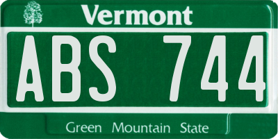VT license plate ABS744