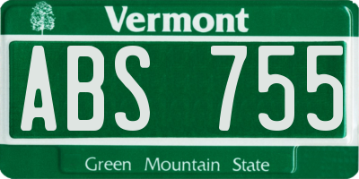 VT license plate ABS755