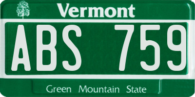 VT license plate ABS759