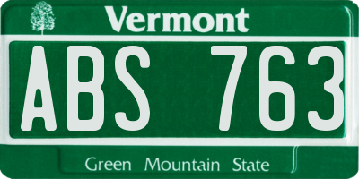 VT license plate ABS763